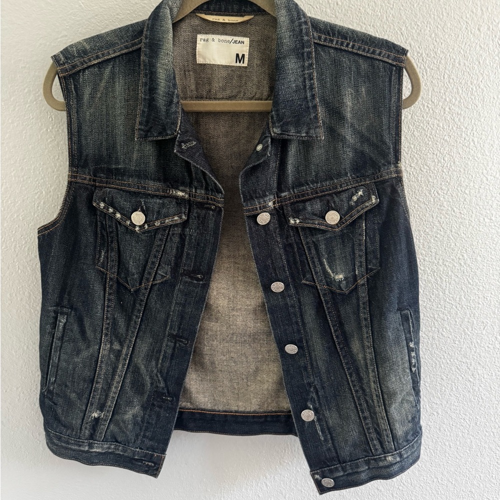 rag & bone Dark Blue Denim Vest